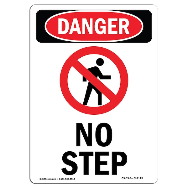 Safety Sign, OSHA Danger, 24" Height, Aluminum, No Step, Portrait